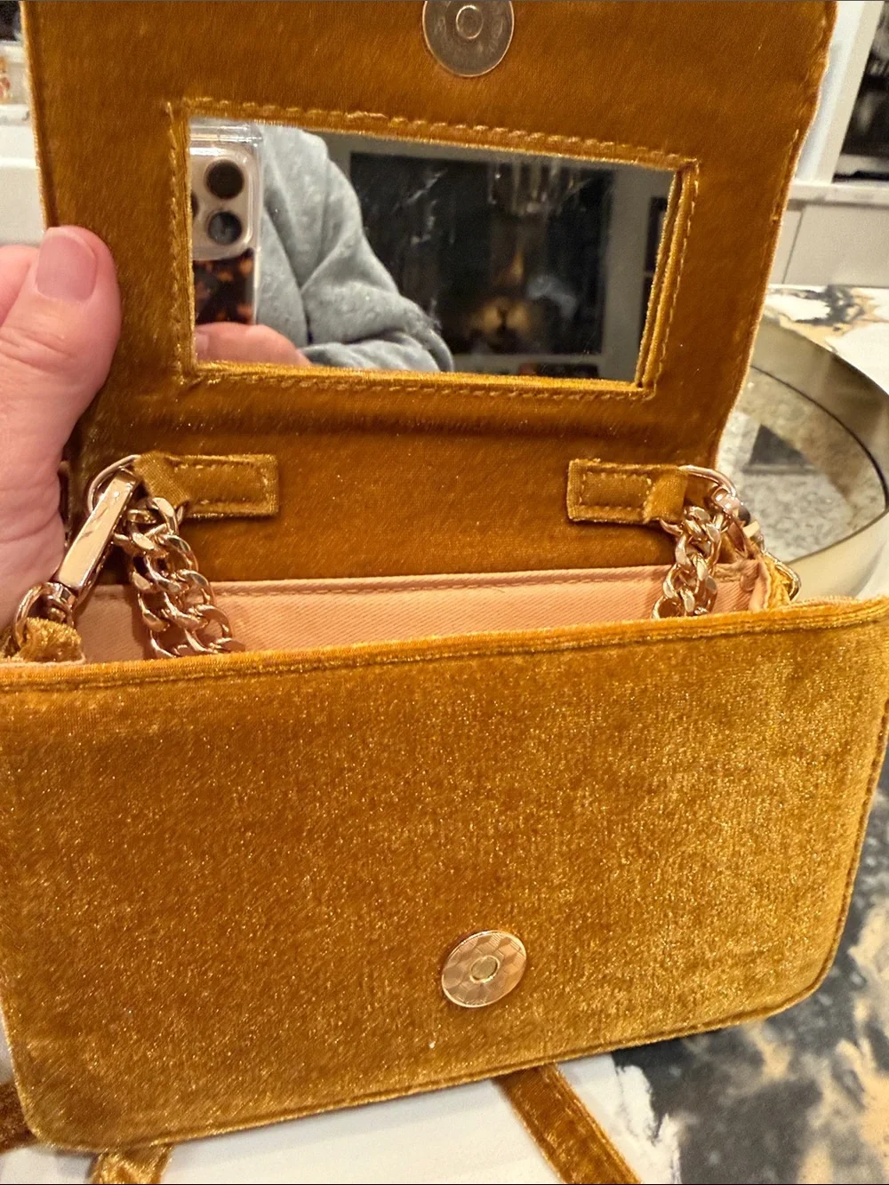 Anthropologie Velvet Crossbody Bag - Mustard